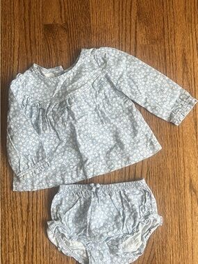Carter's Light Blue Floral Long Sleeve Top and Bloomers Set